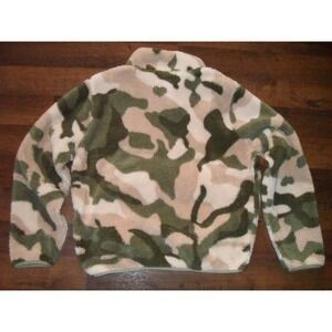 Mens Camo Fleece Pullover Jacket Quarter Snap Button Up Sherpa‎ Medium